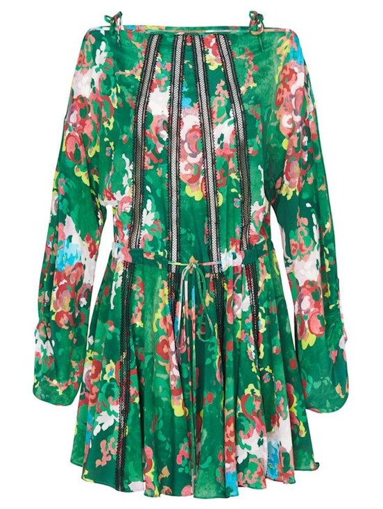 Manning Cartell Dresses & Skirts - Manning Cartell Flower Show Mini Dress Green Silk Lace Slouchy Size 0 Cocktail